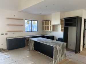 Waterfall ends for granite countertop island